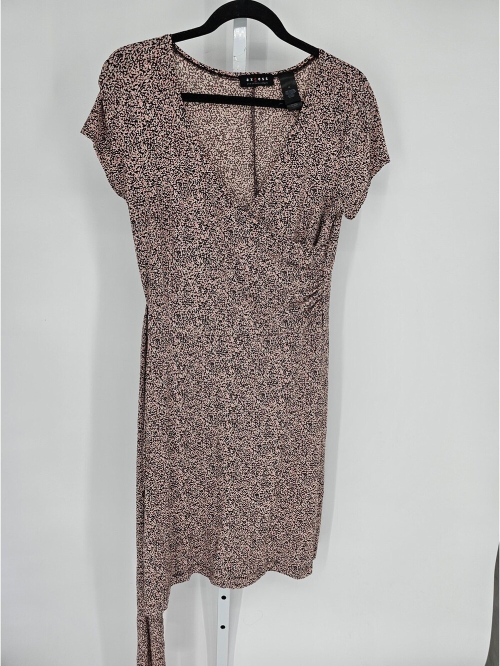 Axcess Women's Multicolor Short Sleeve V-neck Asymmetric Polyester Dress Size M